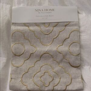 Nina Home Gold and Cream Table Runner